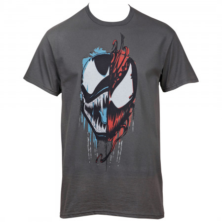 Marvel Comics Venom and Carnage Split Face Grey T-Shirt